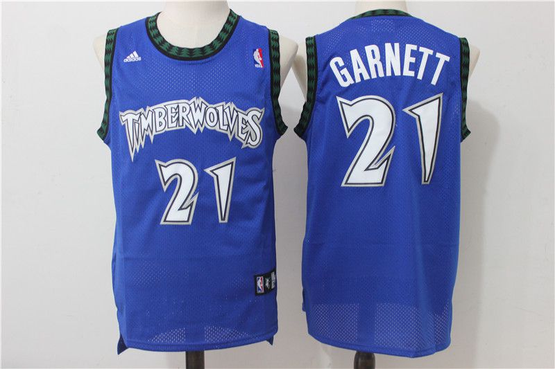 Men Minnesota Timberwolves #21 Garnett Blue Adidas NBA Jerseys
